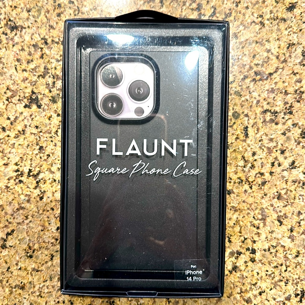 New. Never used. Flaunt Square Black phone case for iPhone 14 Pro